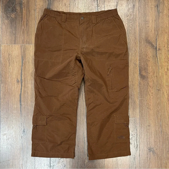 North face brown cargo Capri SZ LG - Picture 3 of 6